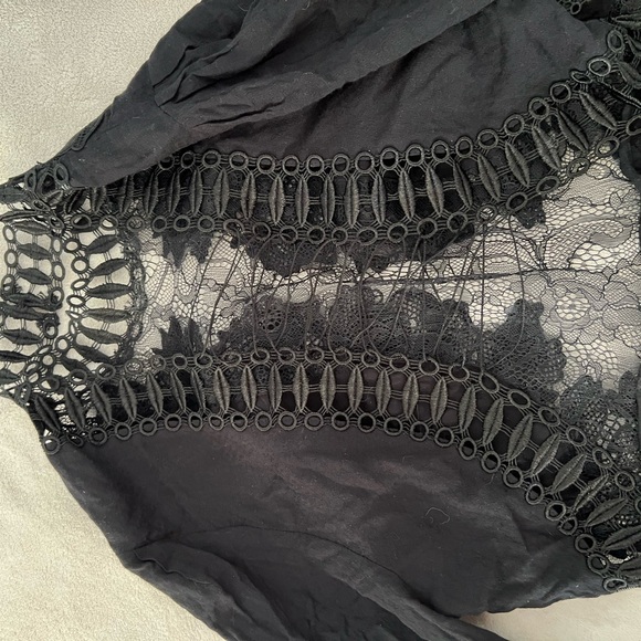 NWT open back, see through front FREE PEOPLE bohemian lace up back - Picture 3 of 7